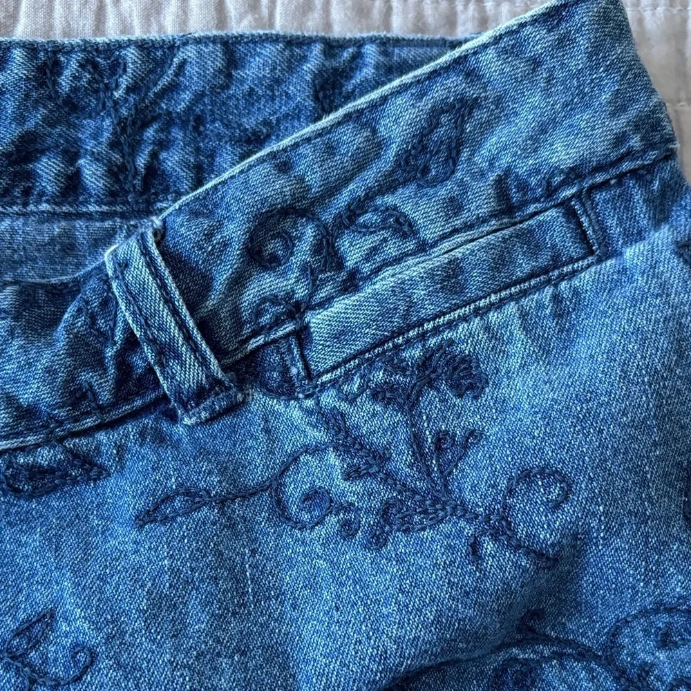 Vintage Y2K Christopher & Banks Floral Denim Midi Skirt - Size 12